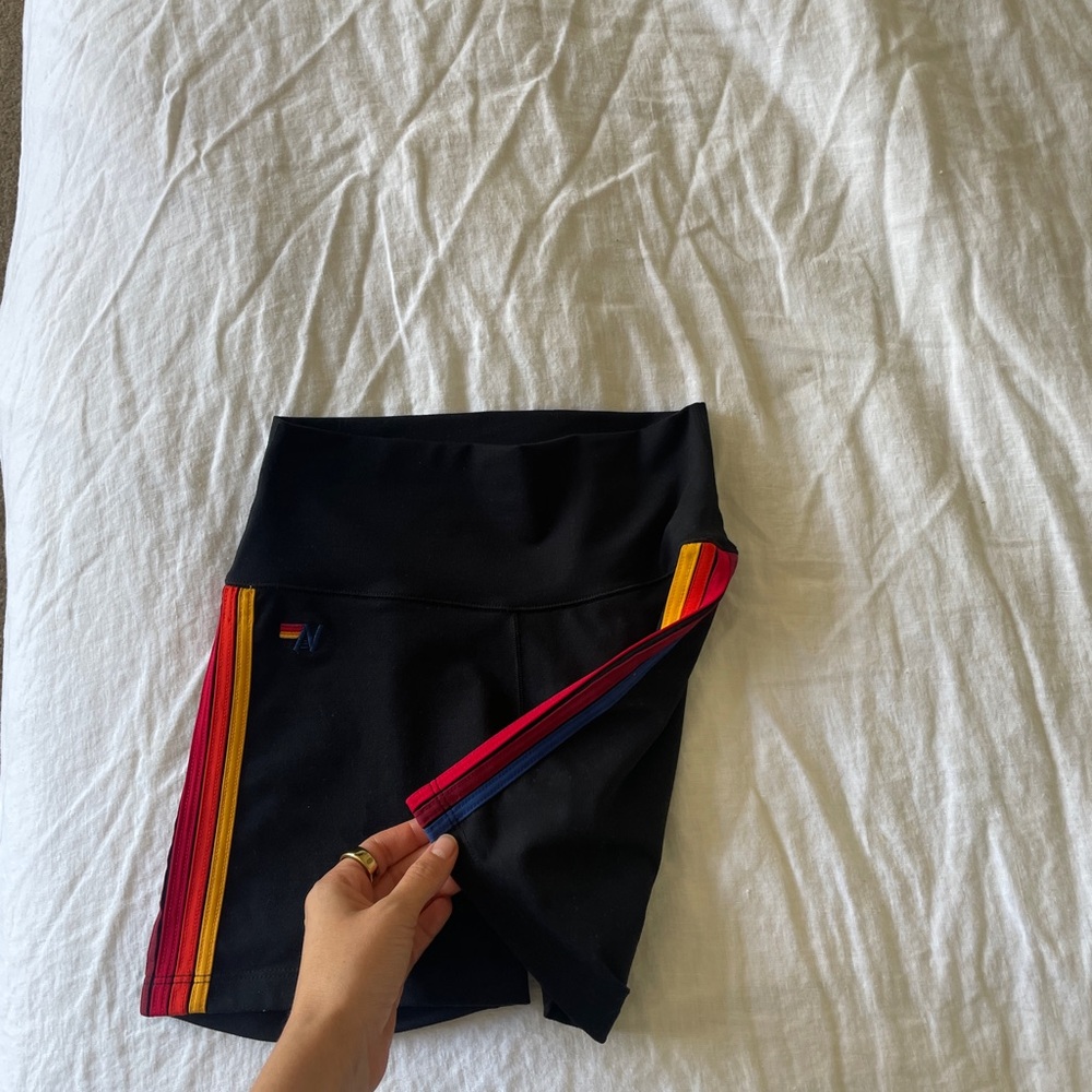 Aviator Nation 5 Stripe Bike Short in Black